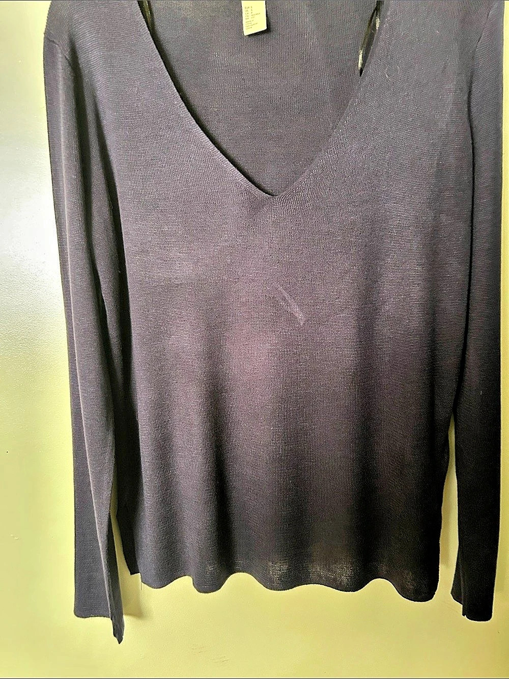BASIC Long Sleeve V-Neck Top in Black Size Small Like New